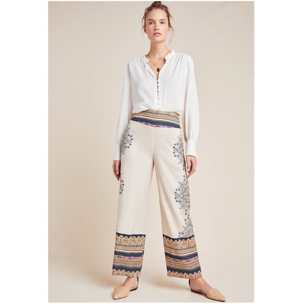 FARM RIO x ANTHROPOLOGIE Satin Wide Leg Pants